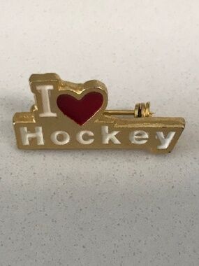 I Love Hockey Lapel Hat Pin Brooch